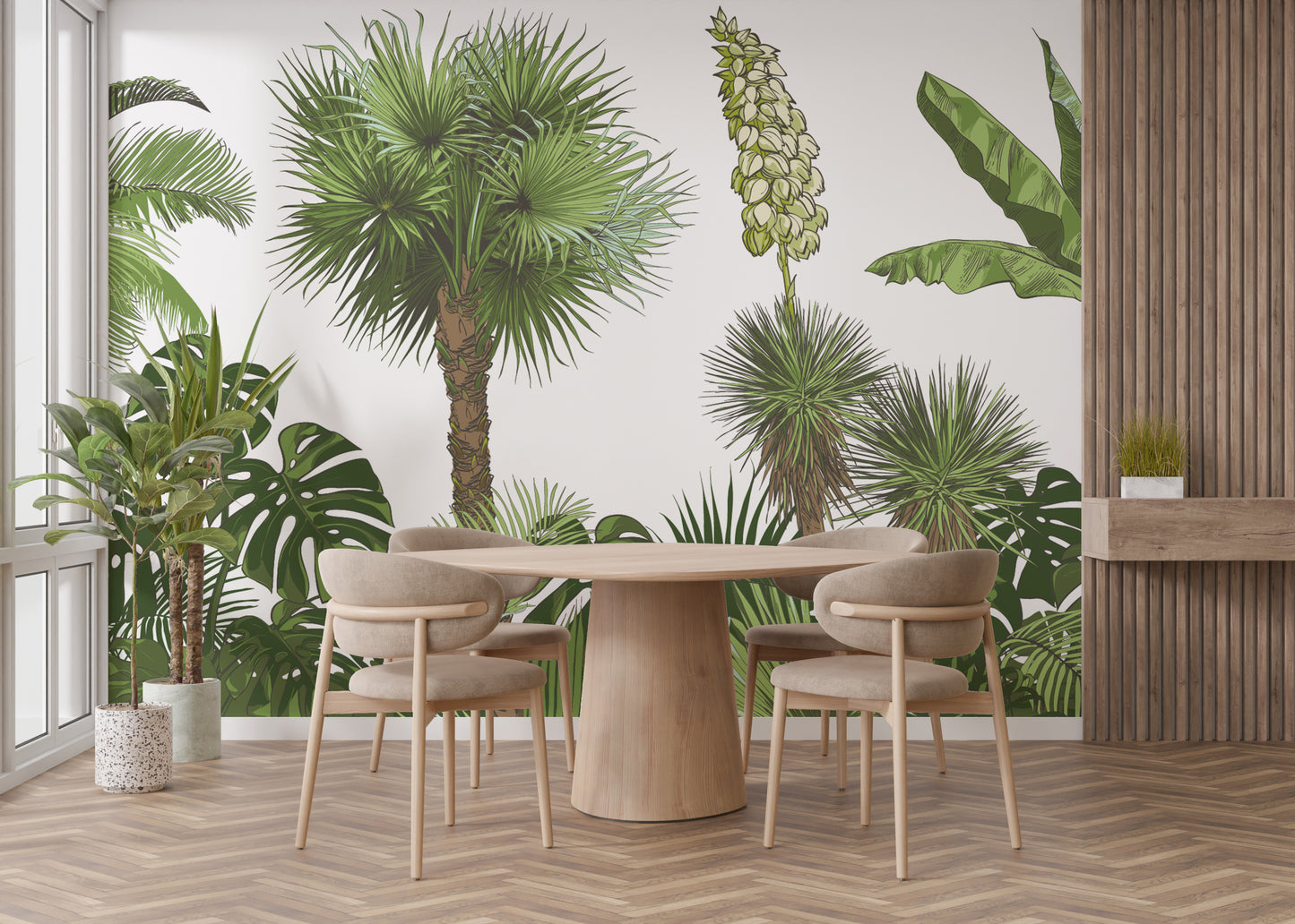 Palm tree murals with a lush green vibe
