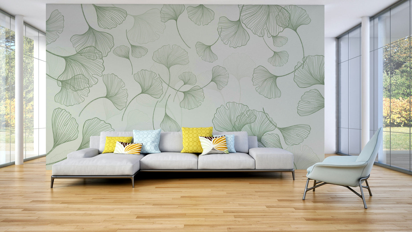 The composition is a repeating, subtle botanical pattern.

