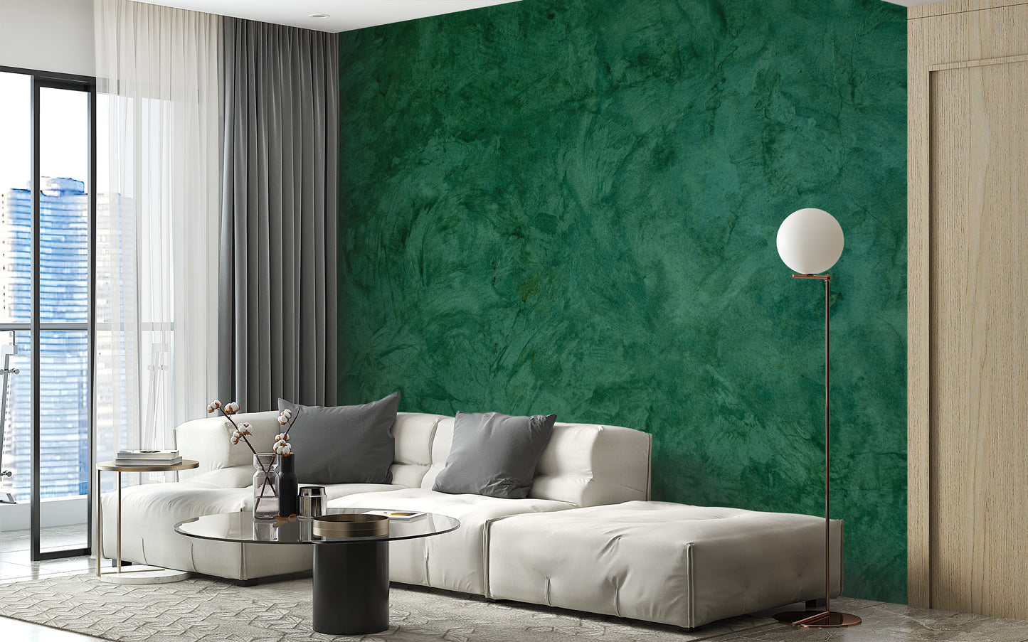 Green Grunge Cement Wallpaper Mural - Giffywalls