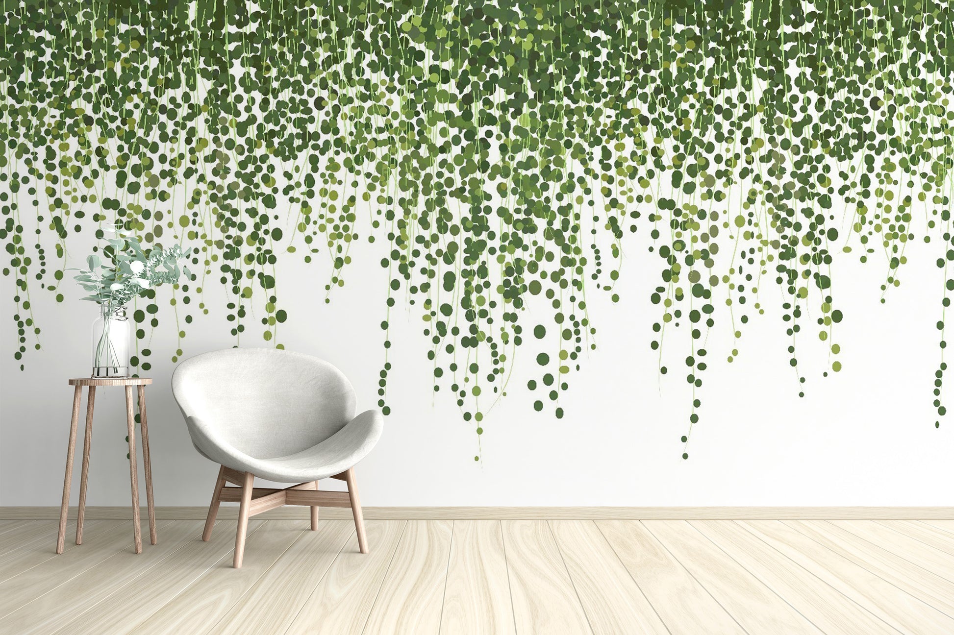 Green Hanging Ivy Leaves Wallpaper Mural - Giffywalls