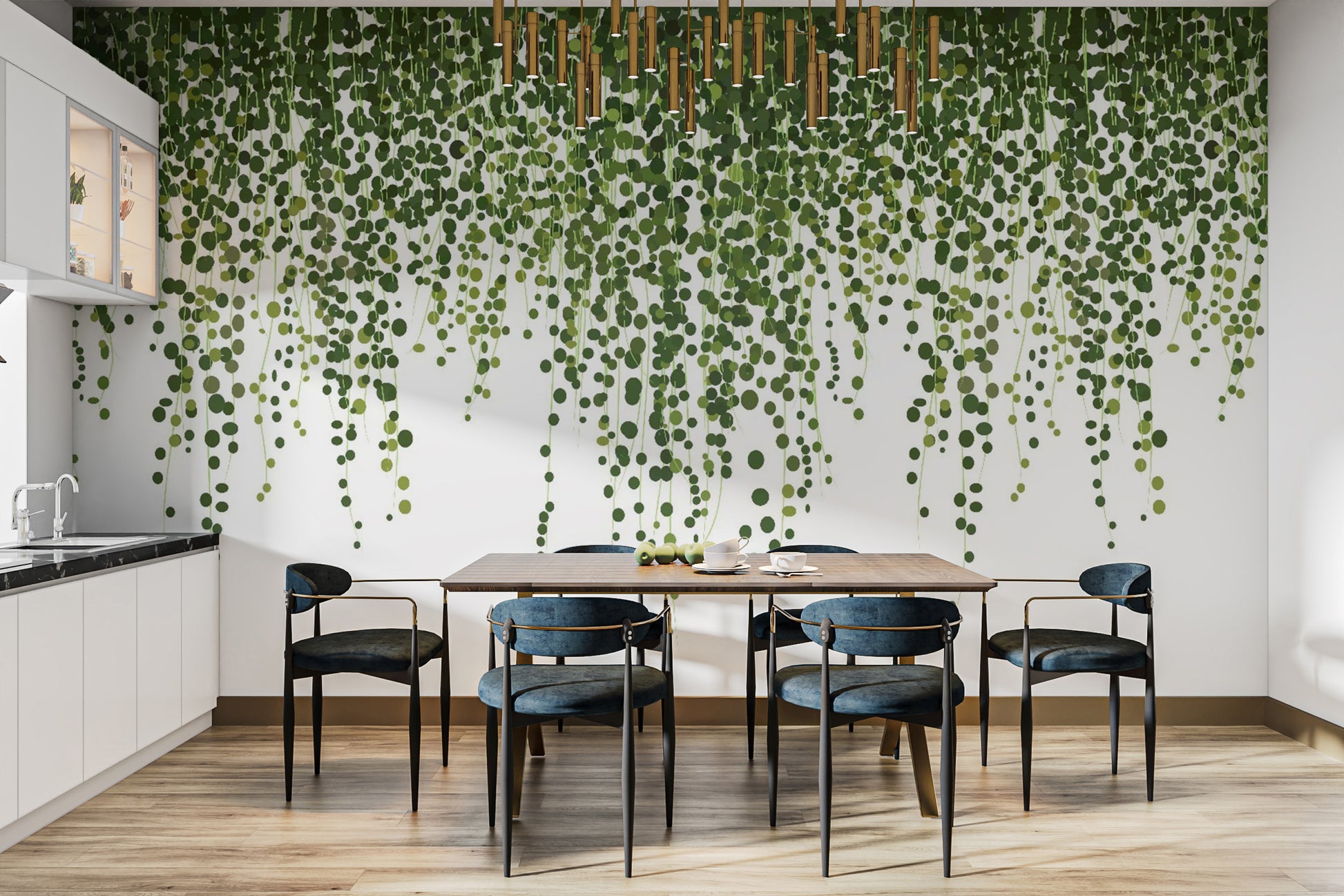 Green Hanging Ivy Leaves Wallpaper Mural - Giffywalls