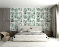 The design features a structured grid filled with leaves.

