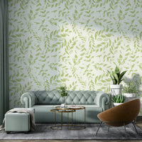 The image features abstract or stylized leaf shapes.
