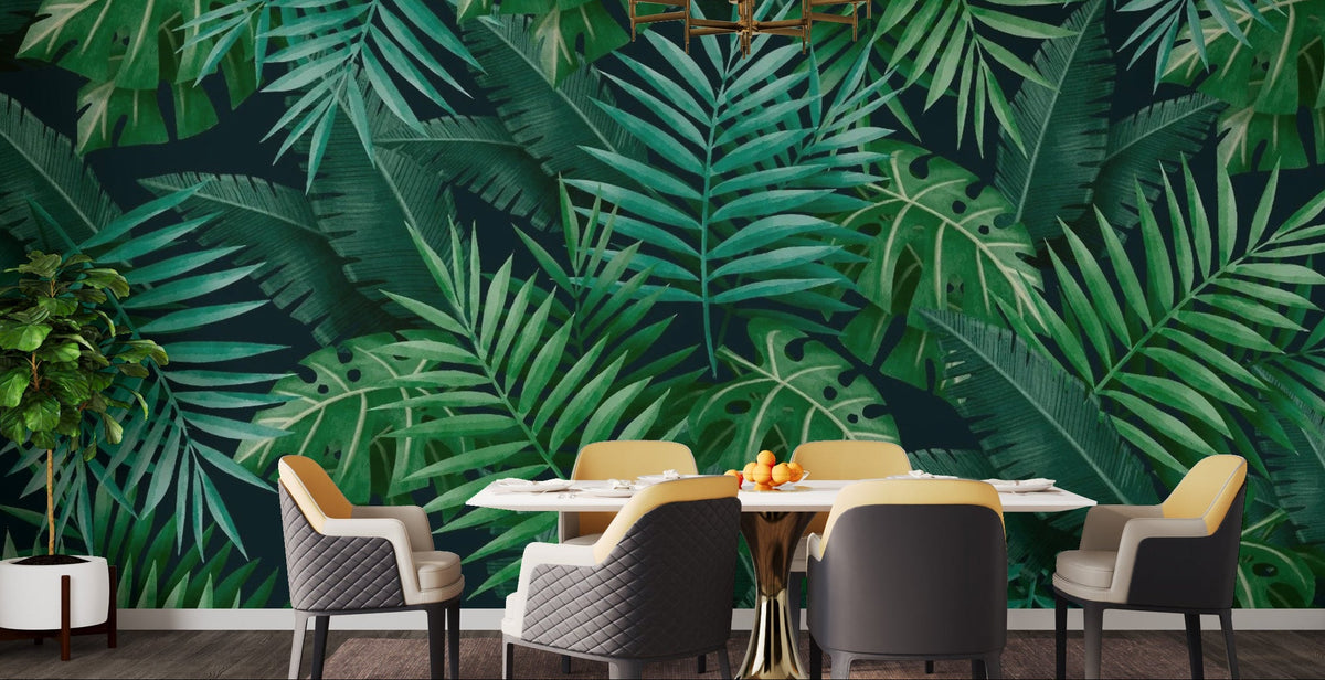 Green Leaves Wallpaper Mural for nature-inspired rooms