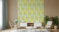 Maze of Greens Wallpaper with intricate green geometric patterns for stylish wall decor.