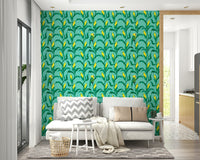 Bold green wallpaper mural design

