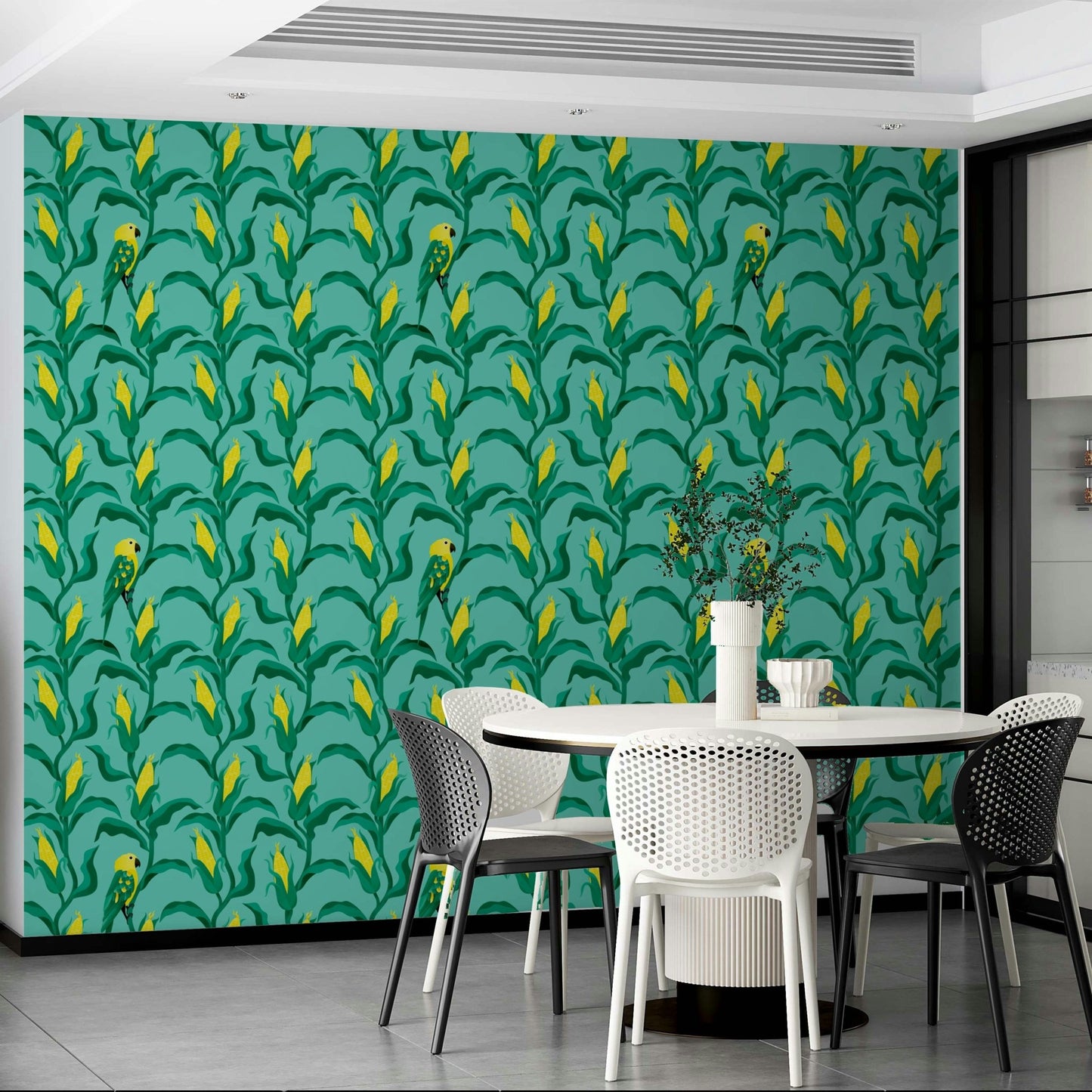 Colorful wall mural with tropical bird

