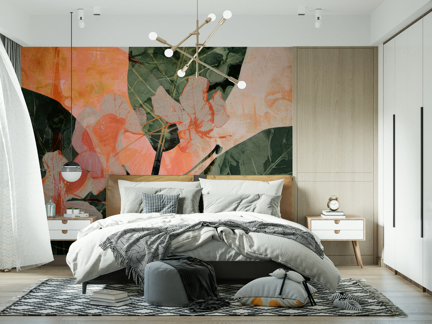 An artistic nature inspired mural for home decor.

