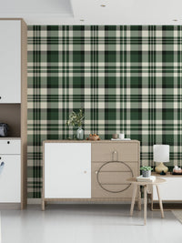 Modern Green Plaid wallpaper with fresh green tones and sleek check patterns.