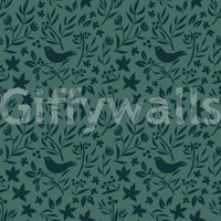 Charming Green Scandinavian design with decorative bird details.