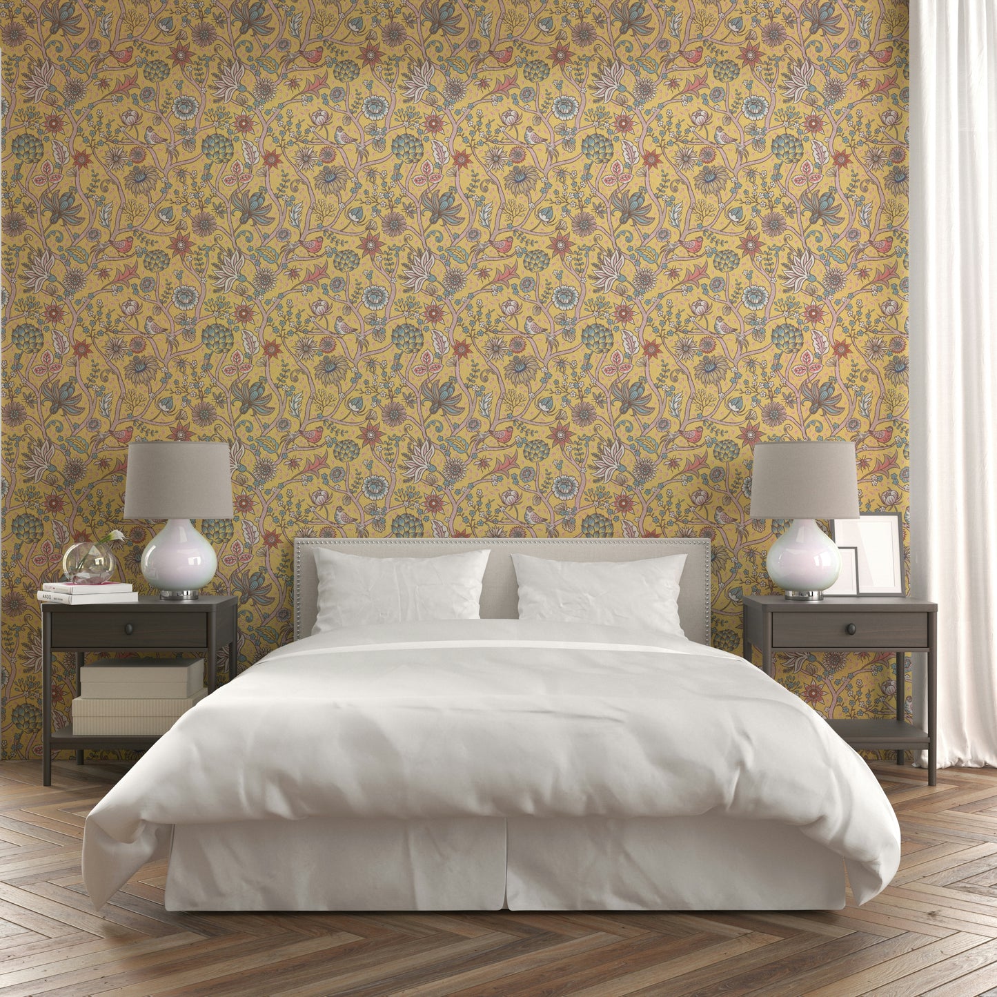 Cultural Tree of Life wallpaper in bright tones

