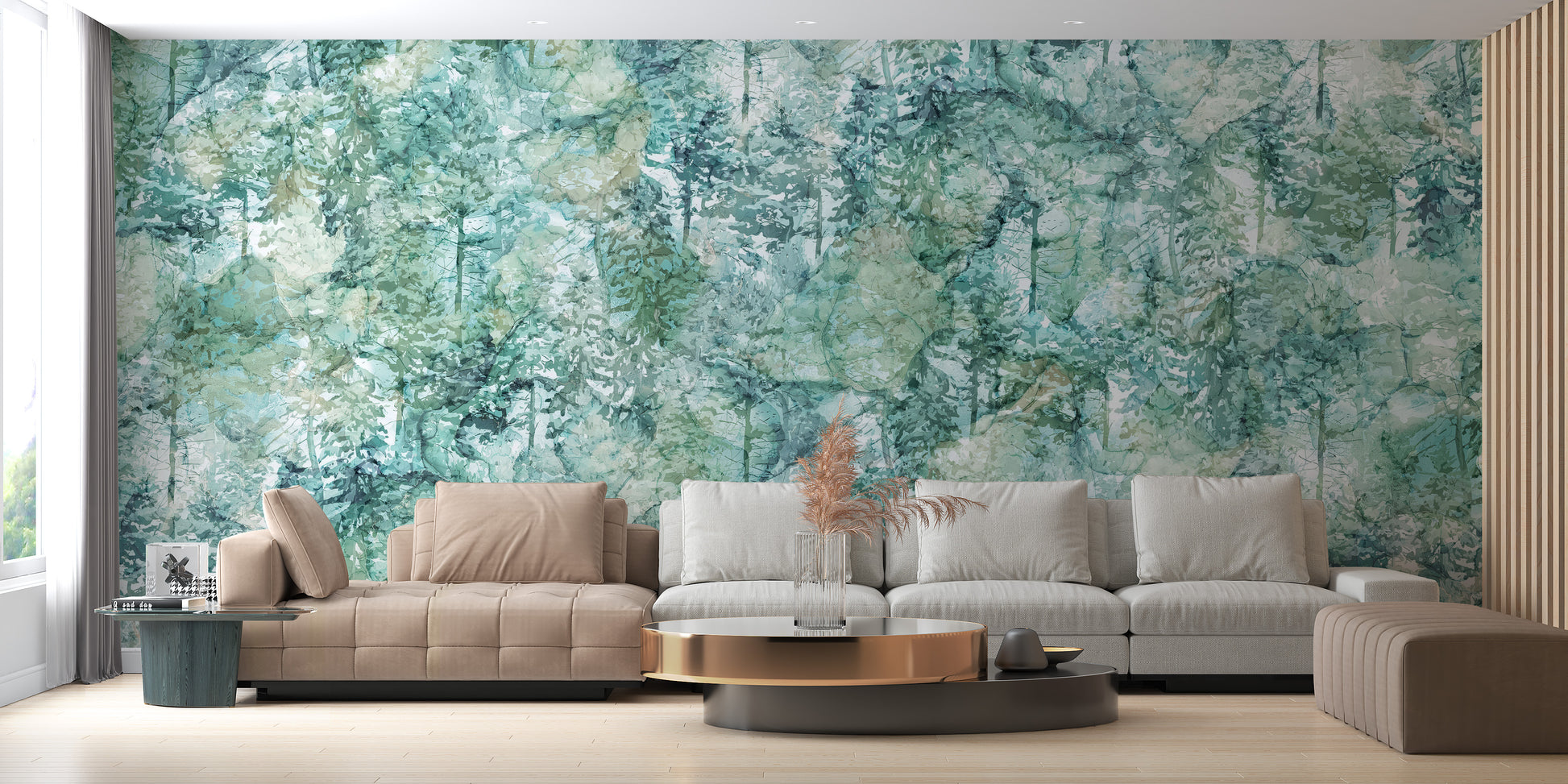 Fresh Green Vibes Tropical Forest Wallpaper Mural - Giffywalls