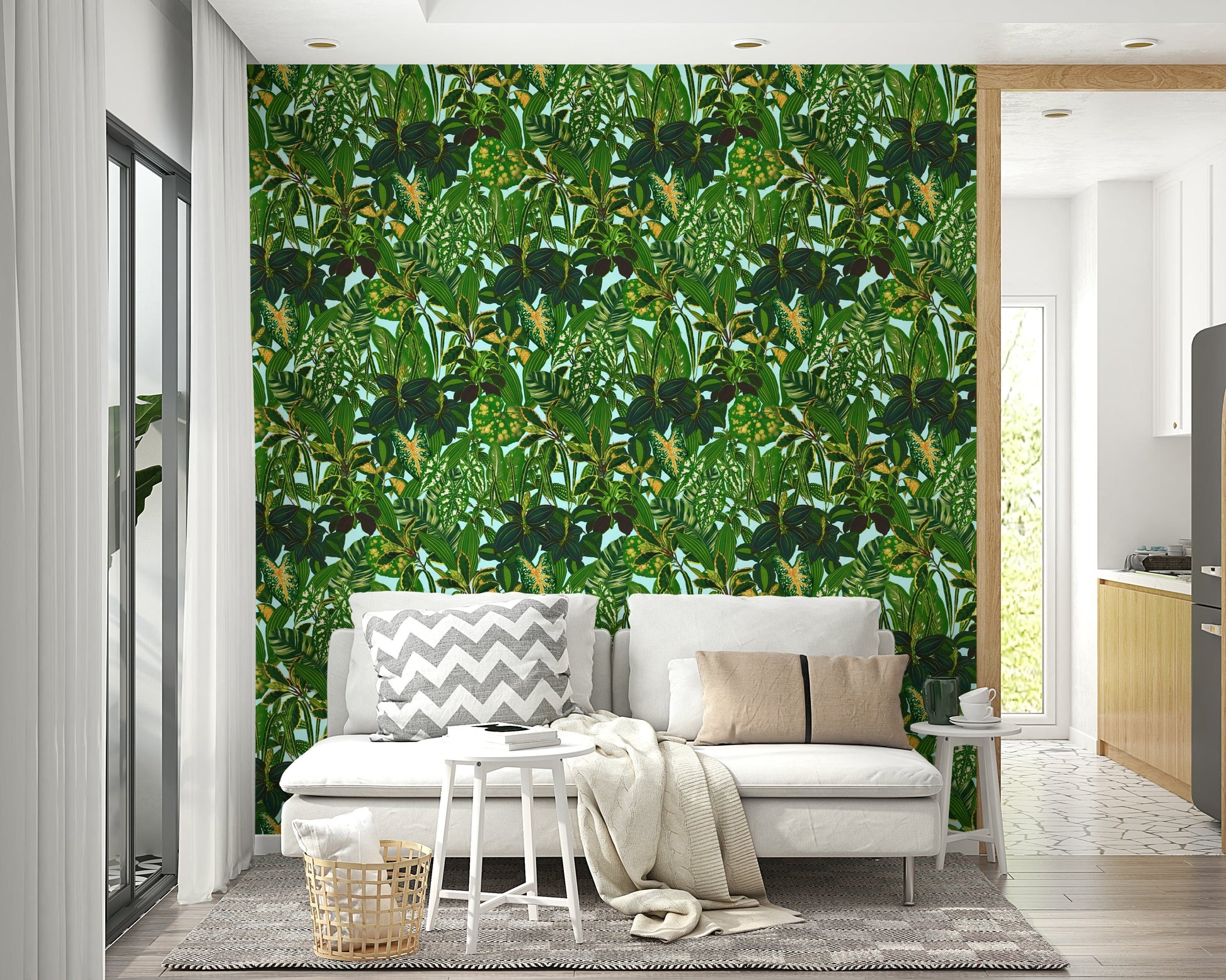 High-quality image of the green tropical plants wallpaper

