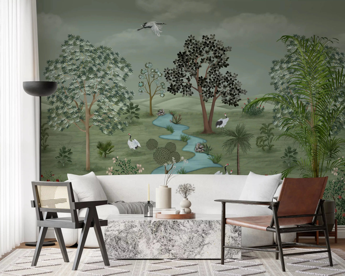 Green Valley Crane Vista Wall Mural