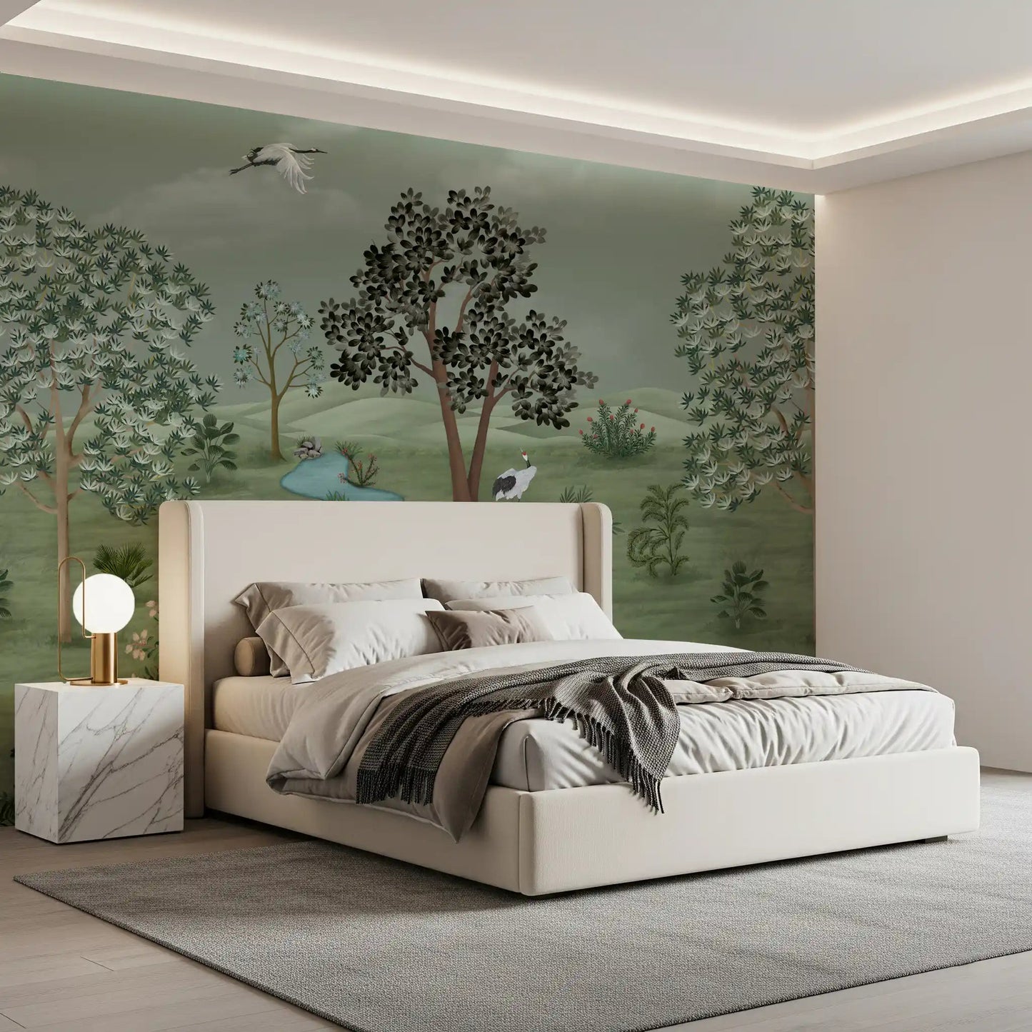 Green Valley Crane Vista Wall Mural