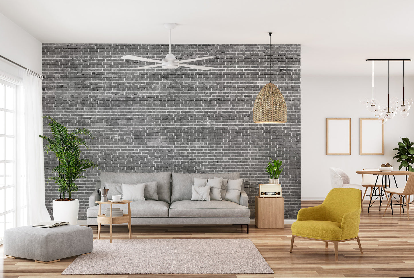 Loft style stone wall covering for contemporary apartment decor