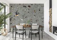 Natural Granite Pattern Terrazzo wallpaper design with earthy tones.