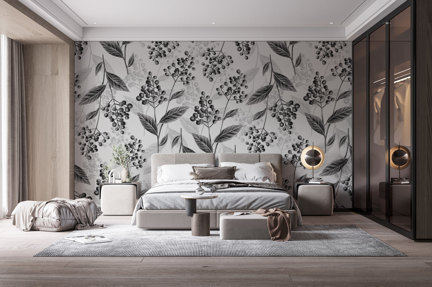 Grey Olives Leaves Mural Wallpaper Mural - Giffywalls