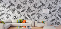 Elegant grey olives leaves mural for walls