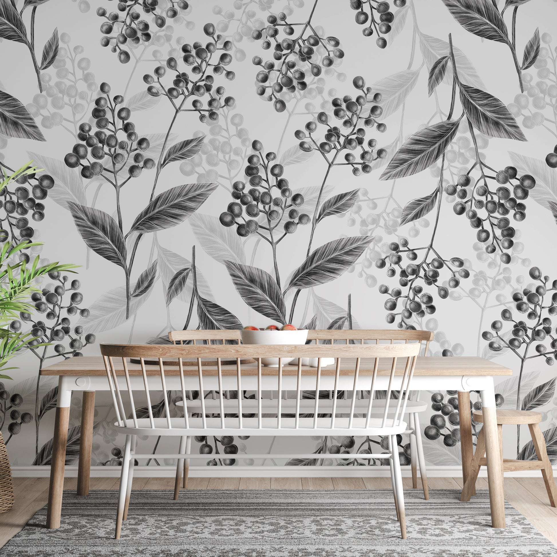 Grey Olives Leaves Mural Wallpaper Mural