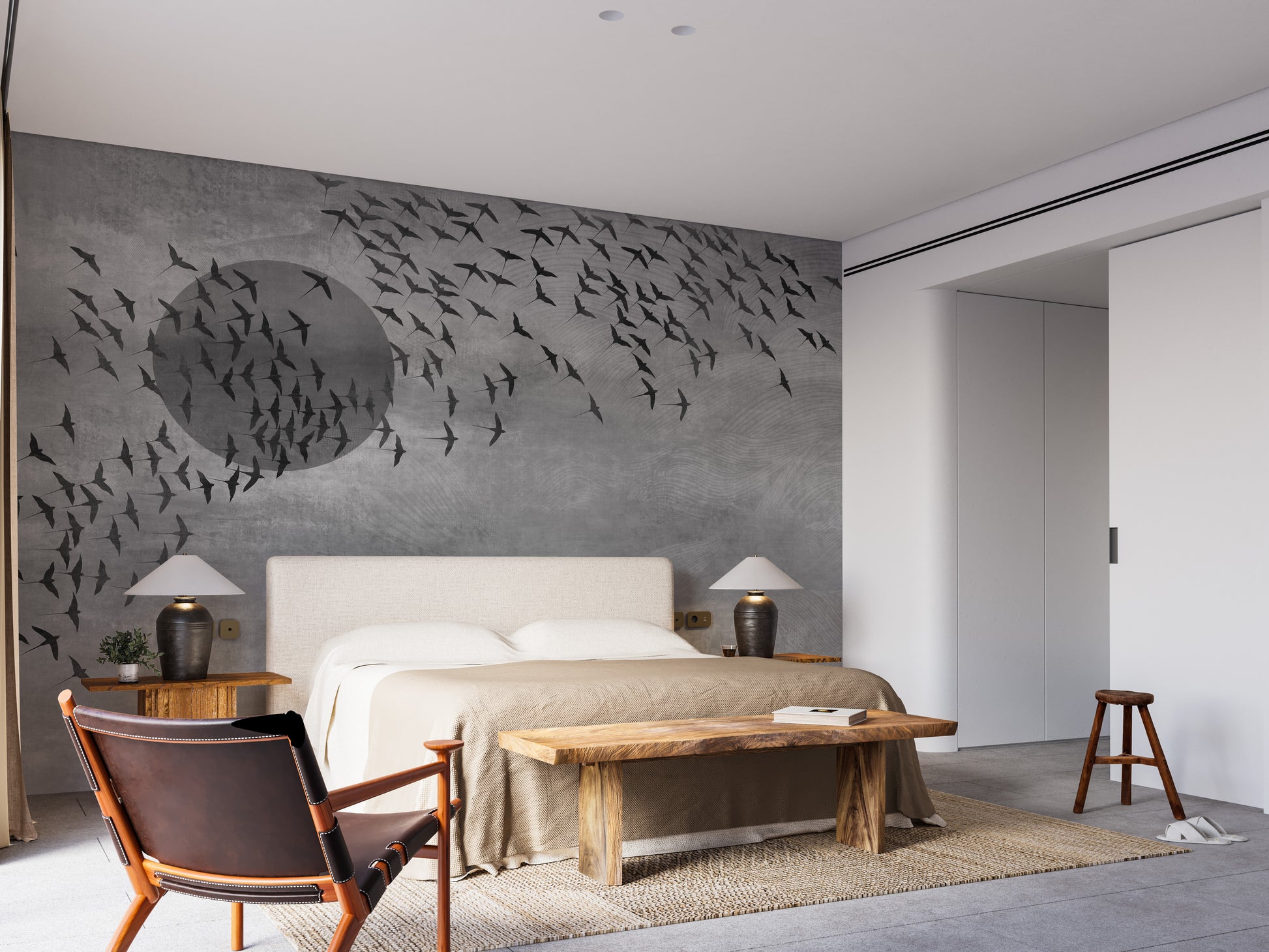 Gothic Flock Gray Halloween Wall Covering Wallpaper - Giffywalls