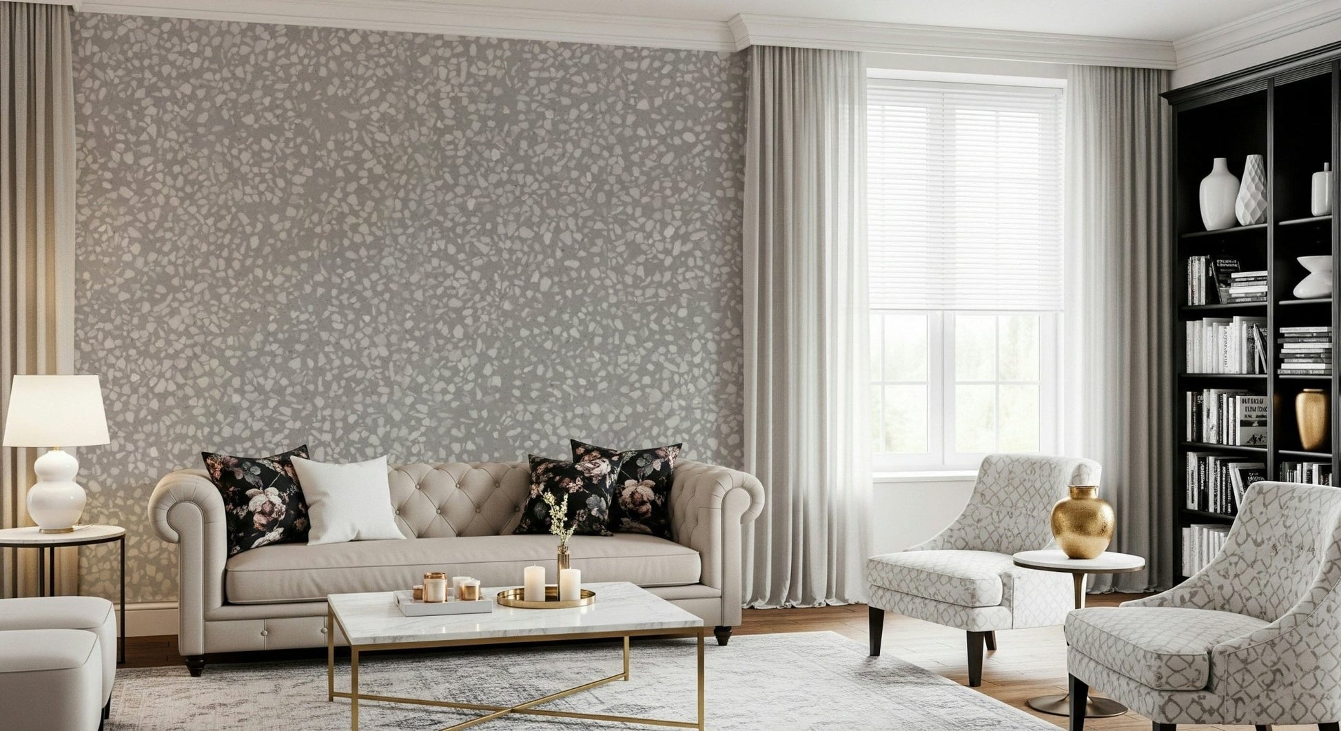 Light neutral Natural Stone Textures mural gentle speckled pattern.