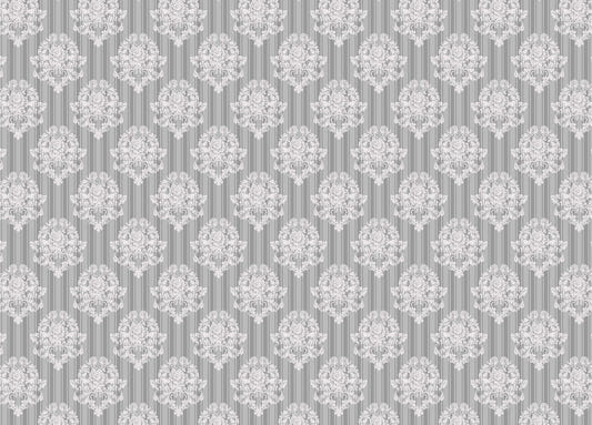 Grey White Pattern Damask Wallpaper