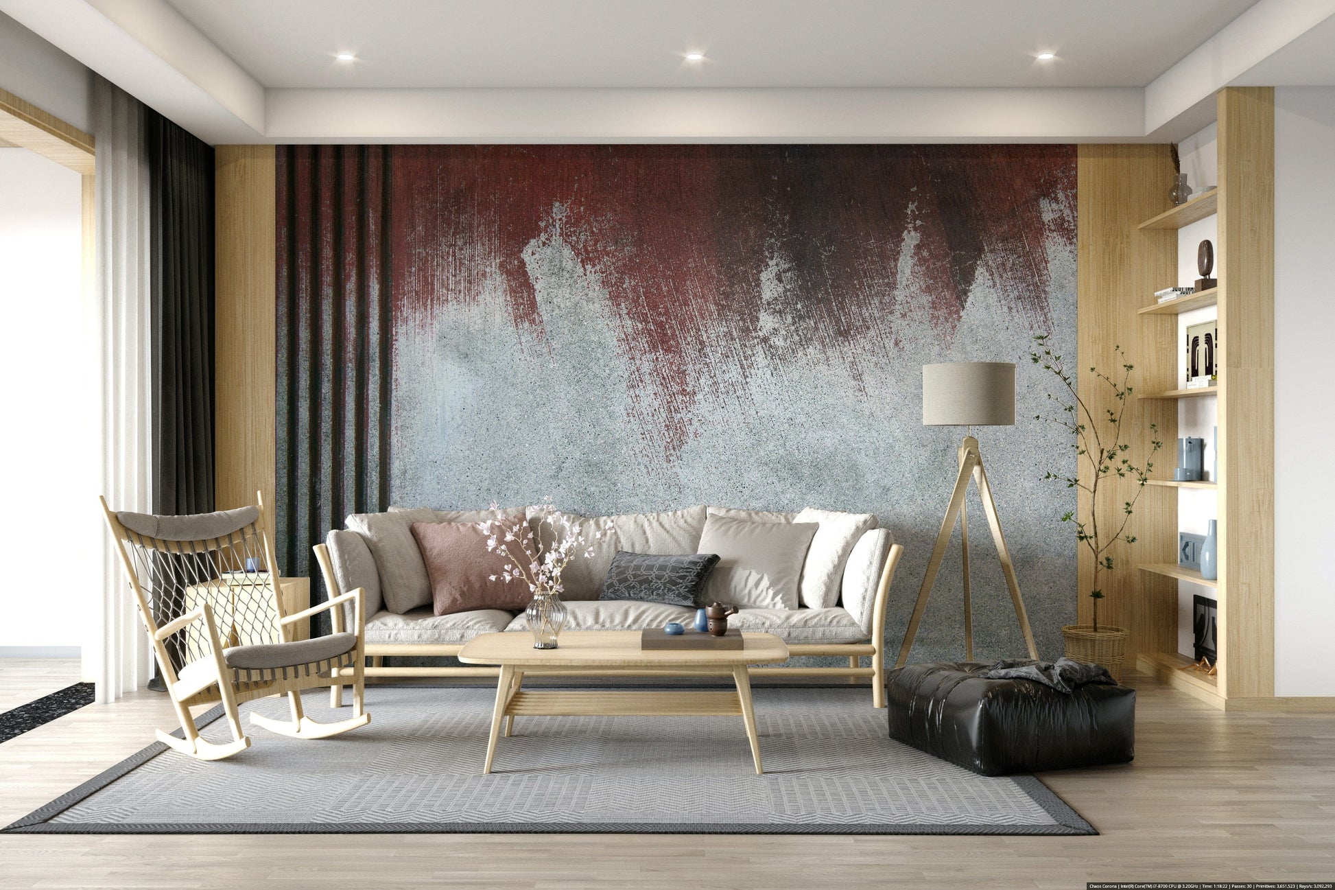 Wall mural featuring gritty textures and subtle gradient fades for artistic and industrial interiors.