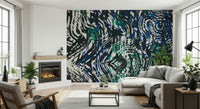 An artistic minimalist form mural for home decor.