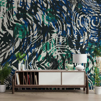 A serene fluid pattern wall mural for contemplative decor.