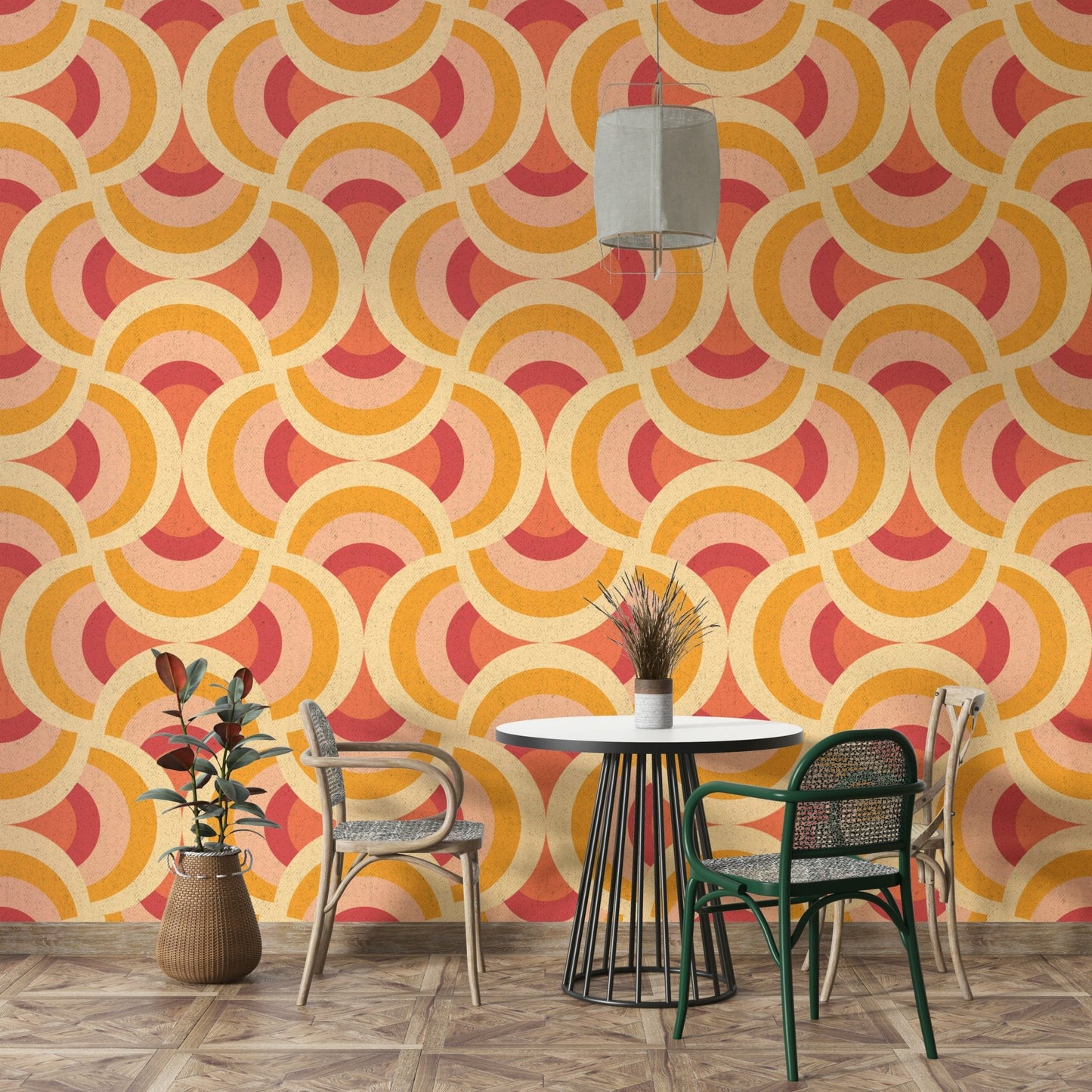 Bright, contrasting, and often psychedelic colors are used.
