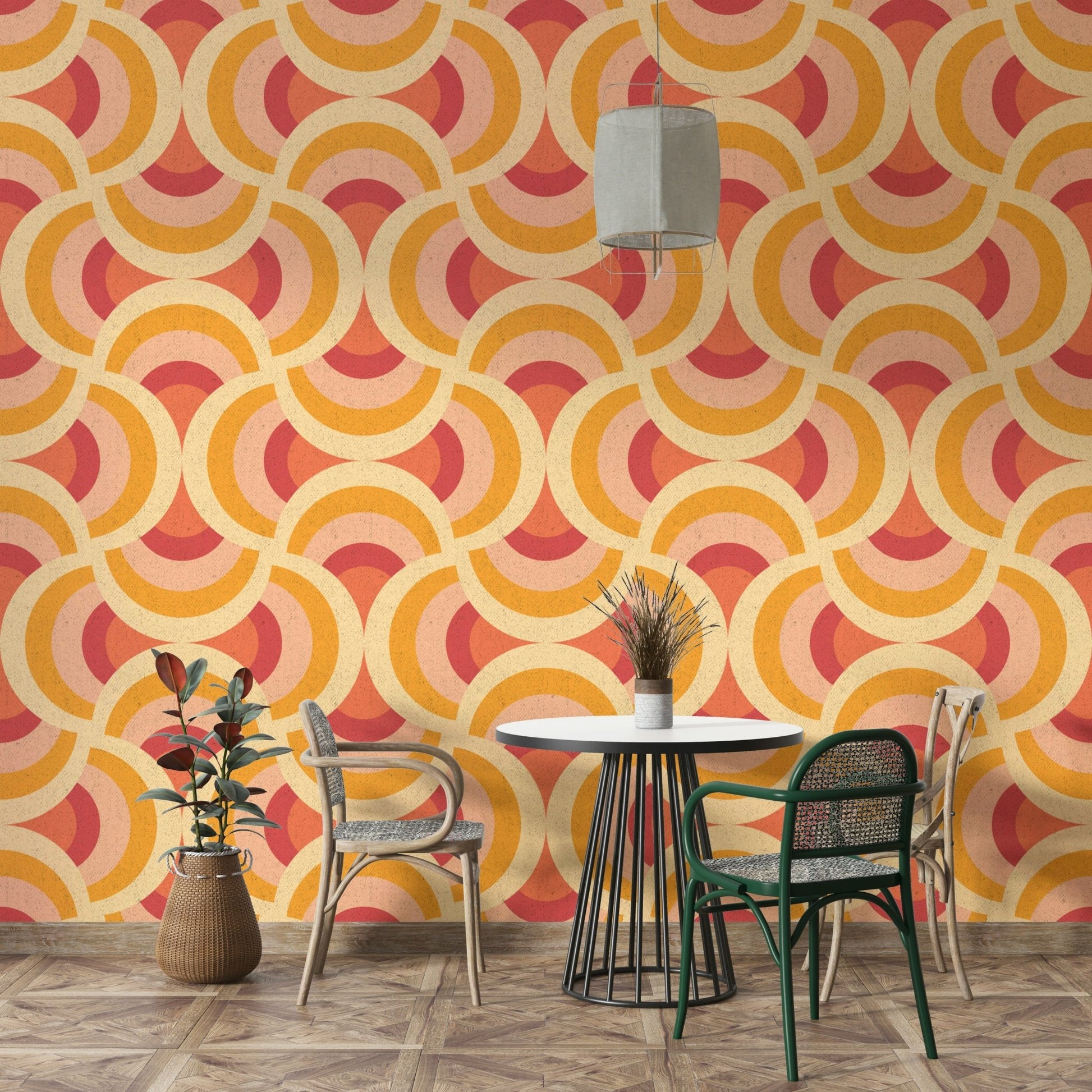 Bright, contrasting, and often psychedelic colors are used.
