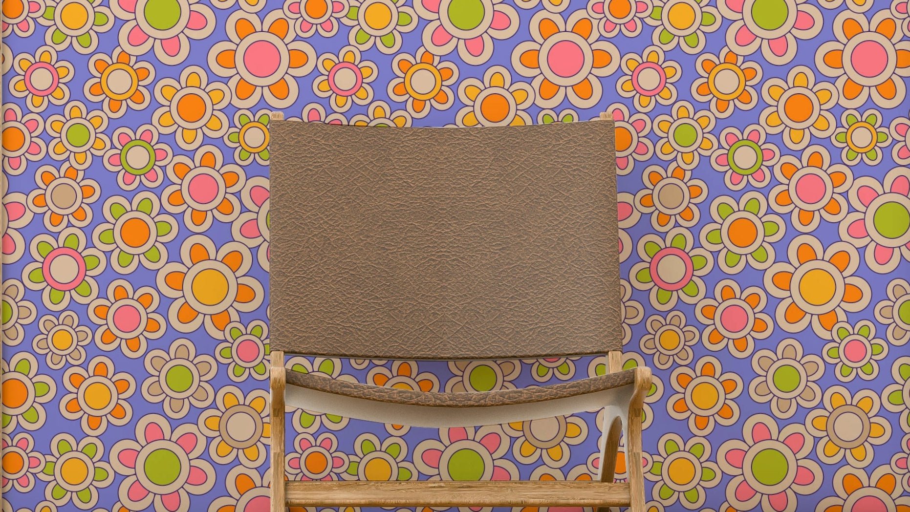 A wallpaper design with a retro floral pattern.

