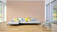 Funky wallpaper with coral green flowers

