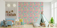 Boho wallpaper with groovy floral print

