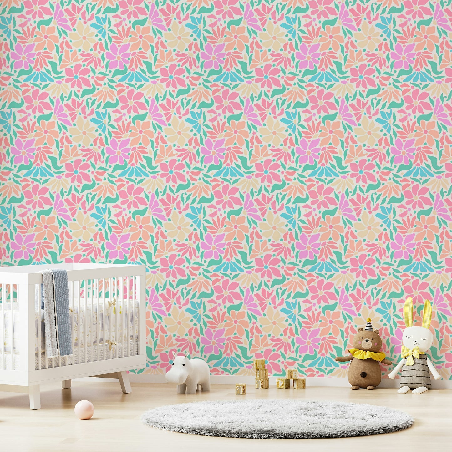 Bright groovy blooms wallpaper for fun interiors

