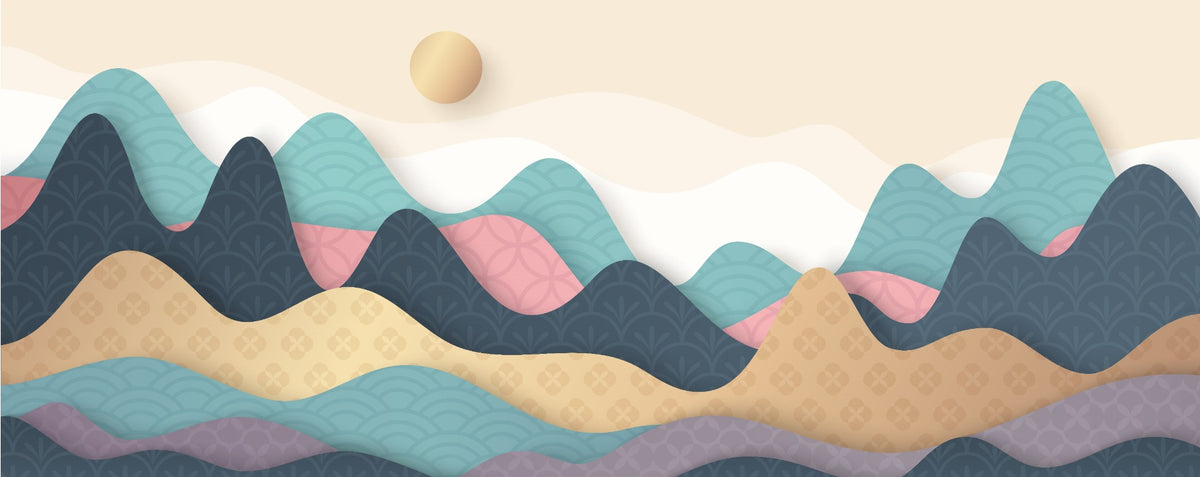 Colorful Wavy Mountains Wallpaper Mural in your room