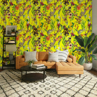 Free-spirited wallpaper with warm graphic elements

