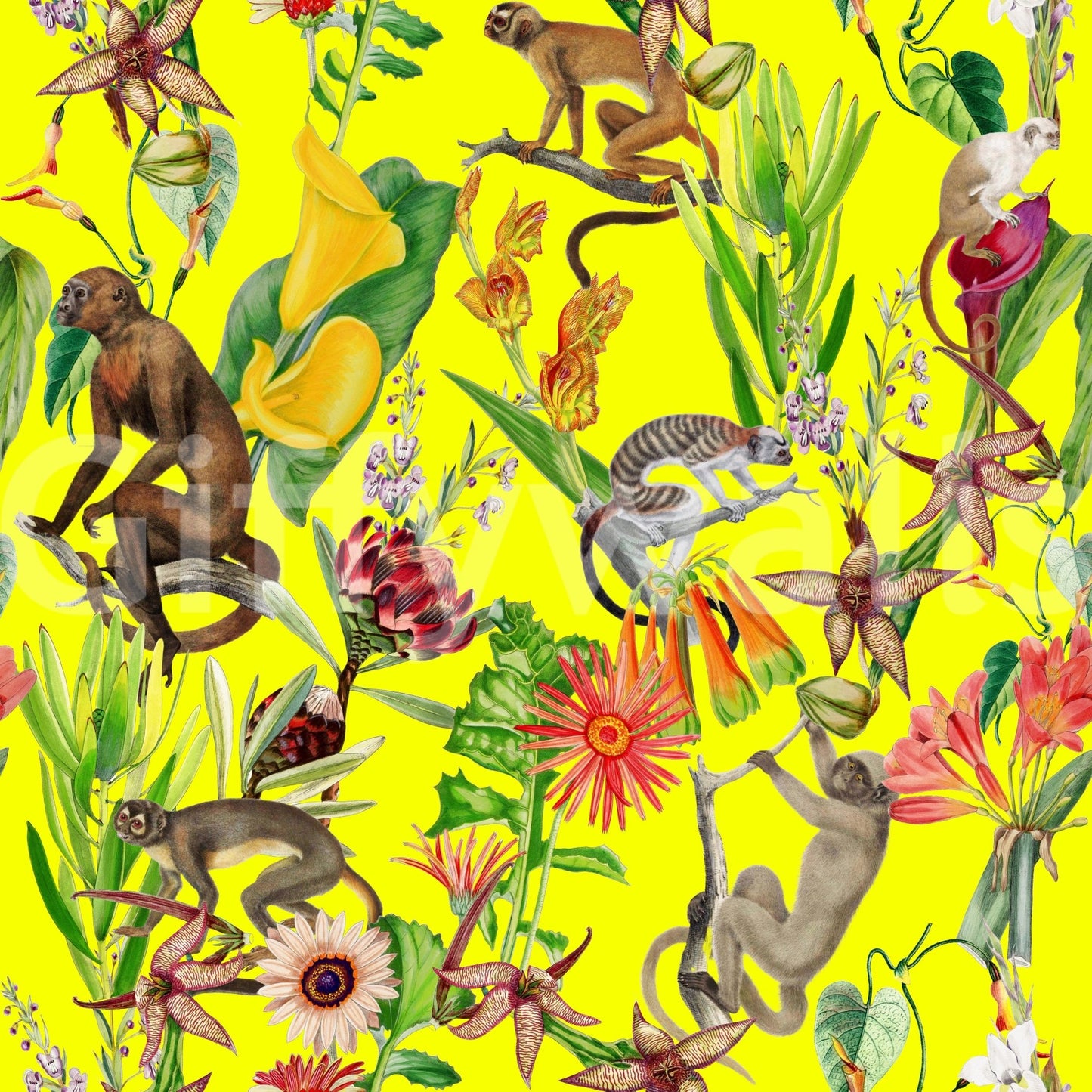 Living space with Hakuna mural in soft palette

