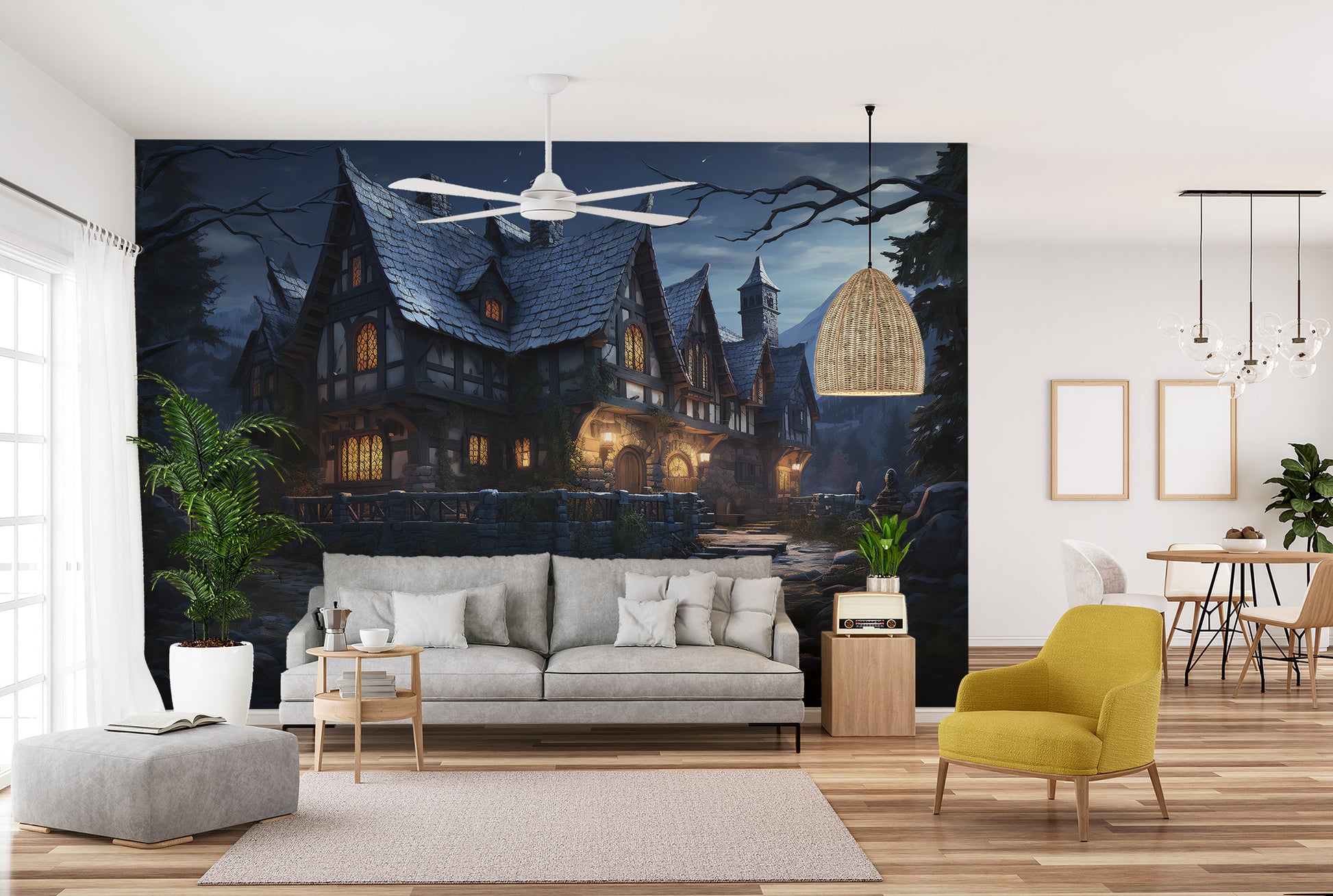 Halloween Haunted Cottage Wallpaper.