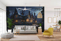 Halloween Haunted Cottage Wallpaper.