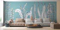 Hand-drawn fantasy floral wallpaper for serene spaces.