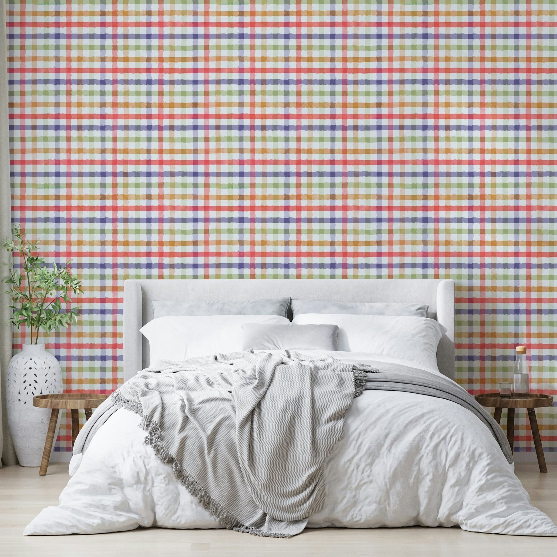 Ideal wallpaper for a creative space, playroom, or child's room.

