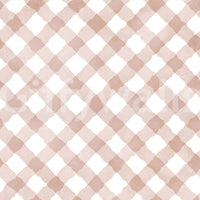 Hand-painted pink gingham wallpaper for a soft, inviting atmosphere

