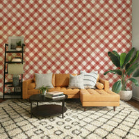 Striking red gingham design for cozy, holiday-inspired rooms

