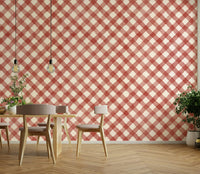 Festive red gingham wallpaper perfect for creating a cozy ambiance

