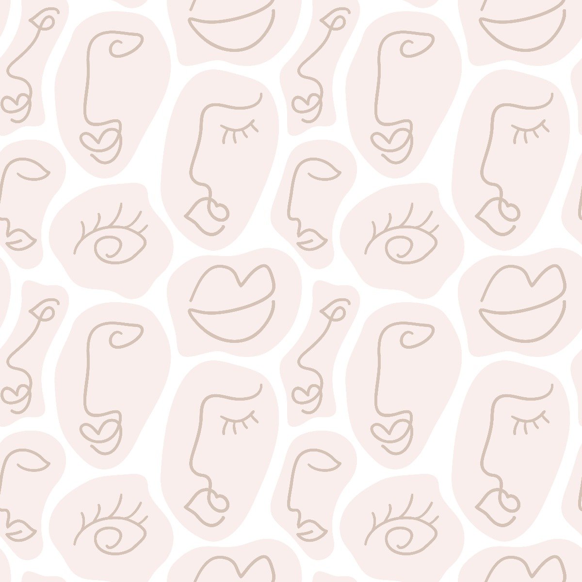 Large Human Face Line Wallpaper Mural in your room — zoomed