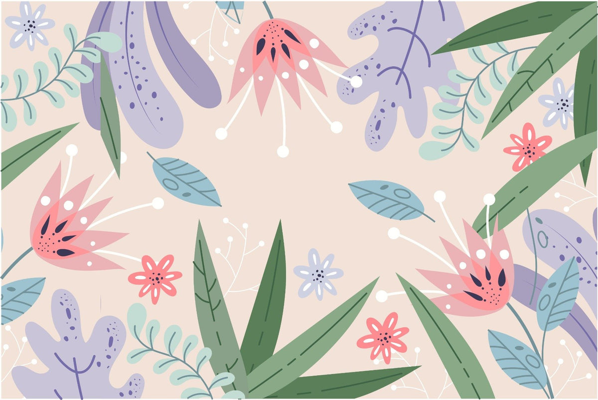Abstract Leaves Flowers Wallpaper Murals in your room