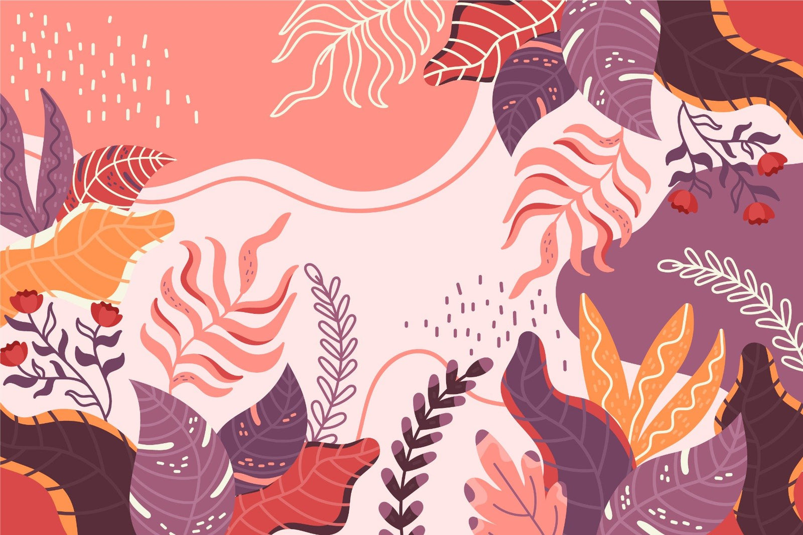 Pastel Abstract Leaf Wallpaper Mural