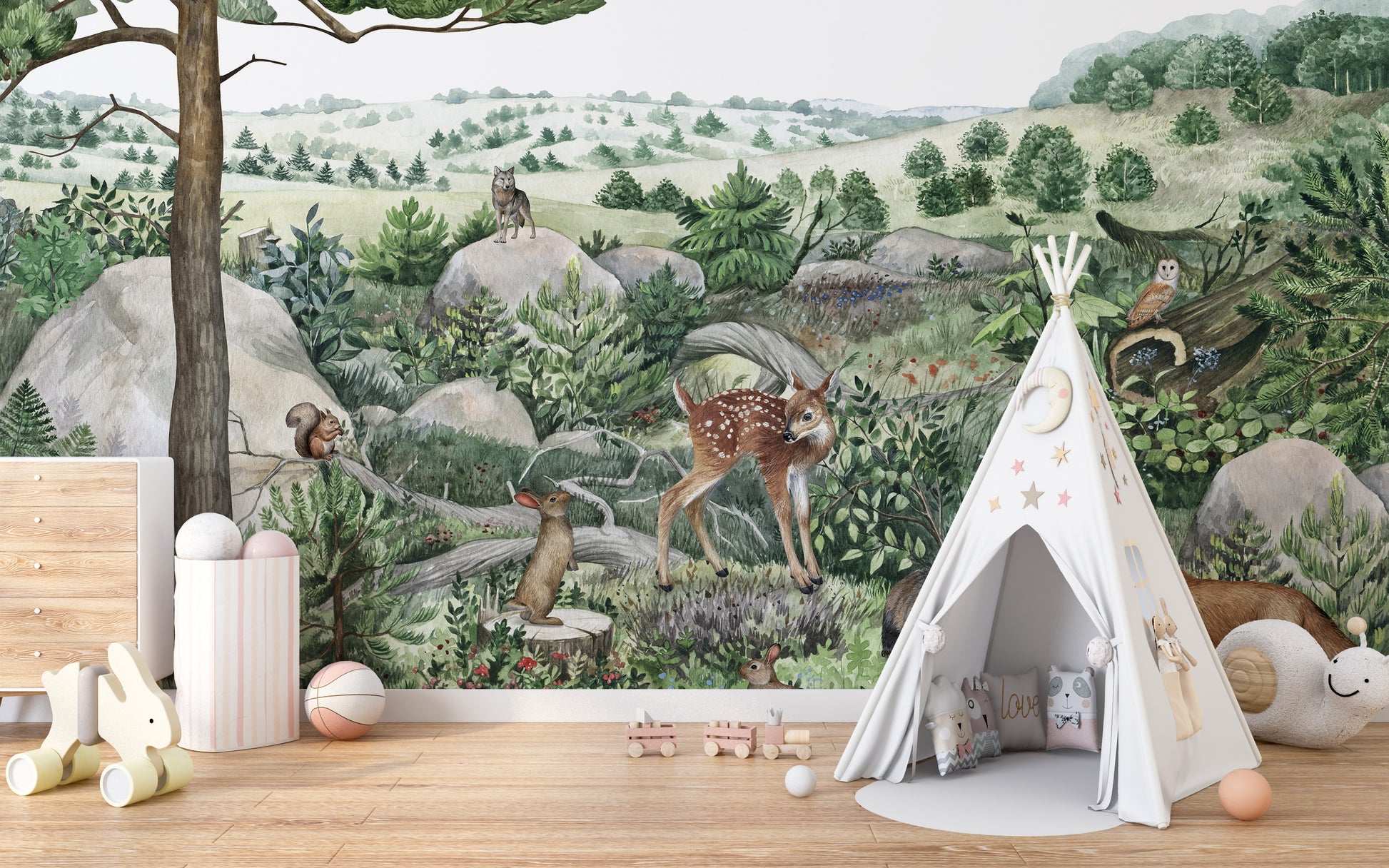 Happy Hills Wallpaper Wall Murals - Giffywalls